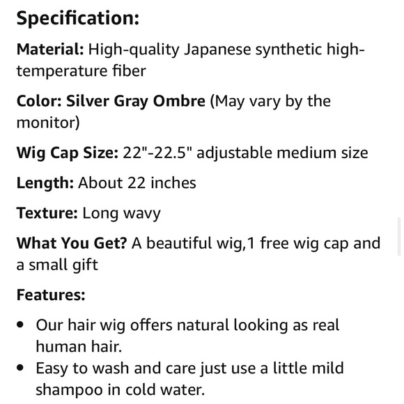 Ombré Silver Grey & White 22” Curly Wig - Picture 14 of 15